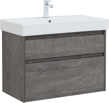 Тумба с раковиной Aquanet Nova Lite 85 2 ящ. (SLIM SYNERGY) цв.дуб рошелье 00274173 — фото 2, Тумбы с раковиной