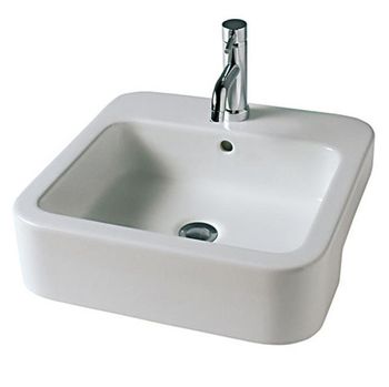 Раковина HATRIA HAPPY HOUR Y0M801 полувстраиваемая с одним отверстием с переливом цвет белый — фото 1, Раковины