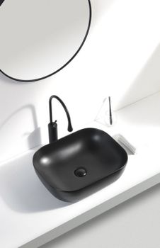 Раковина накладная Aquanet Lake-1-MB 39,5 черный — фото 1, Раковины накладные