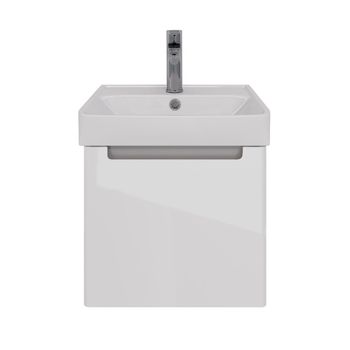 Тумба Lemark BUNO MINI 45 см под 1 раковину, подвесная, 1 ящик, цвет планки: Серый, цвет корпуса, фа LM05BM45T — фото 4, Тумбы под раковину