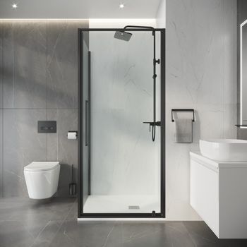 Душевое ограждение Niagara Nova NG-35-10AGR-A80GR-34 (100х80х195) прямоугольник,распашная,графит,стекло прозрачное,2 места — фото 4, Душевые уголки