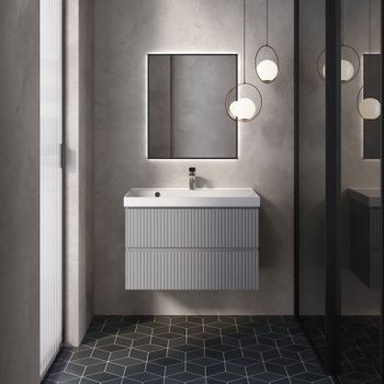 AQM900180GM "S1" тумба под умывальник подвесная 80 см., цвет серый. — фото 1, Тумбы под раковину