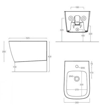 Биде Artceram A16 подвесной с одним отверстием цвет green petrolio ASB001 42 00 — фото 1, Биде подвесные