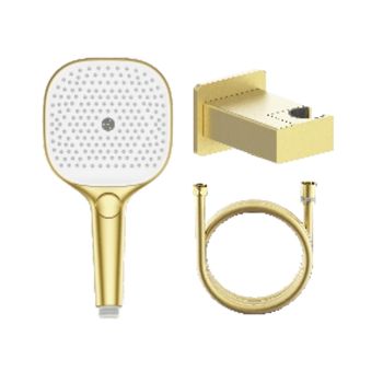 Лейка для душа с держателем и шлангом Raglo R476.41.03, золотой сатин — фото 1, Лейки для душа