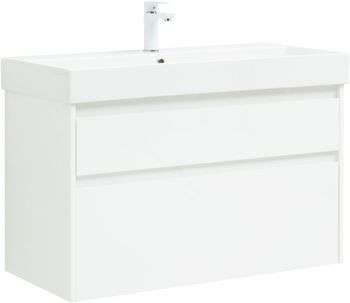 Тумба с раковиной Aquanet Nova Lite 100 2 ящ. (SLIM SYNERGY) цв. бел. глянец 00291826 — фото 2, Тумбы с раковиной