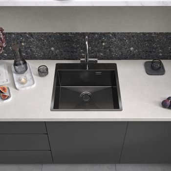 Кухонная мойка Reflexion Iseo RX2265BL оружейная сталь — фото 263, Кухонные мойки
