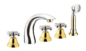 Смеситель на борт ванны Webert Armony AM730401017, хром/золото — фото 1, Смесители на борт ванны