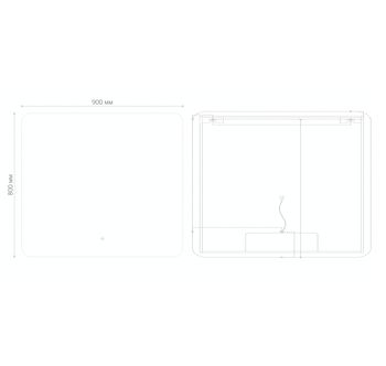 Зеркало ELEGANS-норма BLACK (900*800*45) LED с сенсорным выключателем и подогревом 1790802 — фото 3, Зеркала в ванную комнату