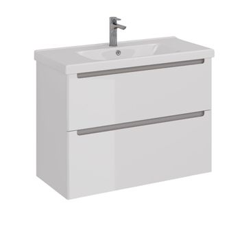 Тумба Lemark BUNO 100 см под 1 раковину, подвесная/напольная, 2 ящика, цвет планки: Серый, цвет корп LM04B100T — фото 6, Тумбы под раковину