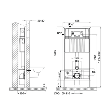Система напольной инсталляции для унитаза Sava Free Standing 120 мм 40006480 — фото 1, Инсталляции для унитазов