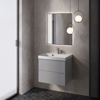 AQM900160GM "S1" тумба под умывальник подвесная 60 см., цвет серый. — фото 4, Тумбы под раковину