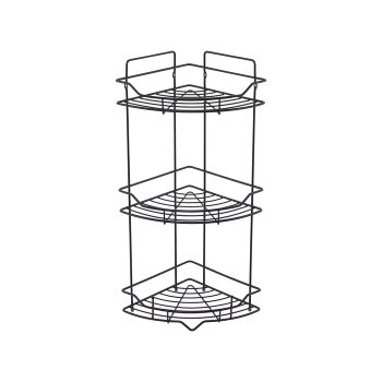 Полка трёхъярусная угловая Milardo Grid проволока стальная, чёрный матовый (GRICC3BM44) — фото 1, Полки для ванной и душа