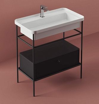 Ящик выдвижной Artceram Fuori Scala деревянный для металлической консоли цвет черный матовый ACM039 17 — фото 1, Мебель для ванной