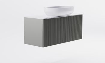 Тумба М-40 Slim 100см 1ящ NCS S 3502-Y мат./волна, раковина Атрия бел гл., столешница Solid бел гл. 4631177714665 — фото 2, Тумбы с раковиной