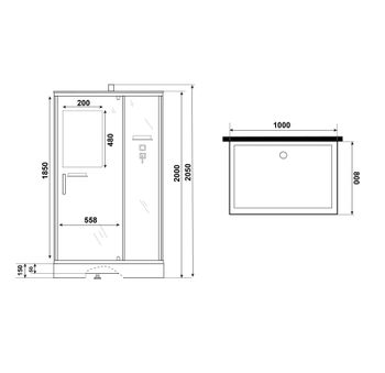 Душевая кабина Niagara Standart ST100/80/15Q/BK (100х80х200) прямоугольник,поддон 15см,распашная,проф.белый,без крыши,3 места — фото 11, Душевые кабины