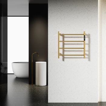 AQM3124BG Полотенцесушитель электрический 475*474 c терморегуляторм, цвет: золото шлифованное. — фото 2, Электрические полотенцесушители