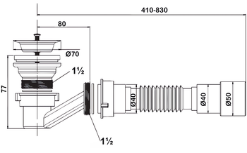 Сифон Bettoserb для поддона/раковины на слив 50-60мм 125340 — фото 1, Сифоны для поддонов