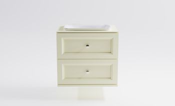 Тумба Классик 80см 2ящ RAL1013 мат., раковина Ретро бел глянц, столешница Solid в цвете 4631177715754 — фото 1, Тумбы с раковиной