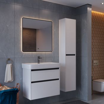 Зеркало Lemark MIOBLACK 80х80 см с интерьерной подсветкой, с подогревом LM80ZM-black — фото 5, Зеркала в ванную комнату