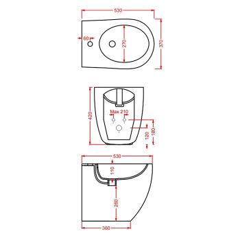 Биде Artceram File 2.0 напольное с одним отверстием цвет orange cameo FLB002 13 00 — фото 1, Биде напольные