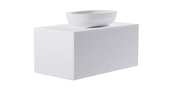 Тумба М-40 90см 1ящ белый матовый/волна, раковина Атрия бел глянец, столешница Solid бел матовый 4631177714870 — фото 5, Тумбы с раковиной