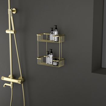 Товар: Полка двойная Timo Saona 13083/17 золото матовое - фото 3 Полка двойная Timo Saona 13083/17 золото матовое — фото 3, Полки для ванной и душа