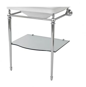 Консоль Artceram Hermitage напольная/пристенная со стеклянной полкой цвет хром HEA015 71 — фото 3, Консоли для раковины