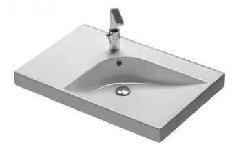 Раковина HATRIA GRANDANGOLO YXET01 накладная или на тумбу с одним отверстием с переливом цвет белый — фото 1, Раковины