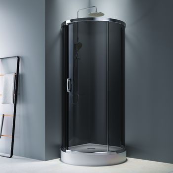 W83UG-333-095CG Like Round 95 Душевое ограждение 95x95, стекло тонированное, проф хром глянц, без по — фото 3, Душевые кабины и ограждения