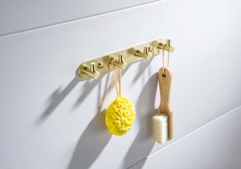 Товар: AQ4123BG ЕВРОПА планка с 4 крючками, шлиф. золото - фото 5 AQ4123BG ЕВРОПА планка с 4 крючками, шлиф. золото — фото 5, Крючки для полотенец