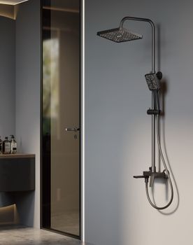 Душевая система BELZ B24715-3, оружейная сталь — фото 1, Душевые системы