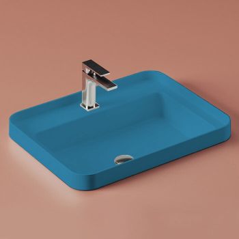 Раковина ArtCeram Fuori Scala встраиваемая с одним отверстием цвет avio TFL0343800 TFL034 38 00 — фото 1, Раковины