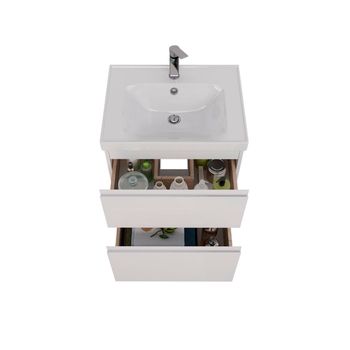 Тумба Lemark VEON 60 см под 1 раковину, подвесная/напольная, 2 ящика, цвет корпуса, фасада: Белый гл LM01V60T — фото 2, Тумбы под раковину