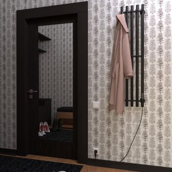 Полотенцесушитель электрический INARO 1200х240 правый, скр.монтаж, СНШ, черный матовый(RAL 9005), (Ferrum, 8 крючков), Маргроид Inaro-12024-1049-9005R — фото 3, Электрические полотенцесушители