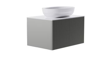 Тумба М-40 80см 1ящ цв NCS S 3502-y мат./волна, раковина Атрия бел гл., столешница Solid бел гл. 4631177713545 — фото 3, Тумбы с раковиной