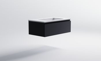 Нижний шкаф Альфа 90 с 1 ящиком темно-серый (RAL7024 матовый) + Раковина "Альфа 90" 03060006ral7024+04010008 — фото 4, Тумбы с раковиной