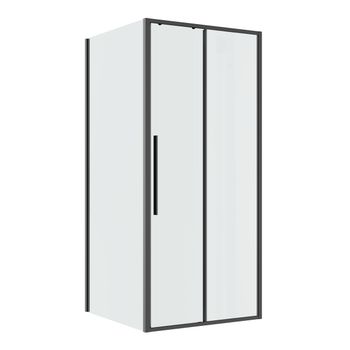 Душевое ограждение Niagara Nova NG-34-10AGR-A100GR-34 (100х100х195) квадрат,раздвижная,графит,стекло прозрачное,2 места — фото 1, Душевые уголки