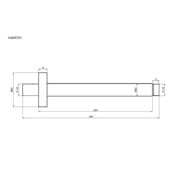 AQM8703CR Держатель верхнего душа, L=200мм, потолочный, хром — фото 2, Кронштейны для верхнего душа