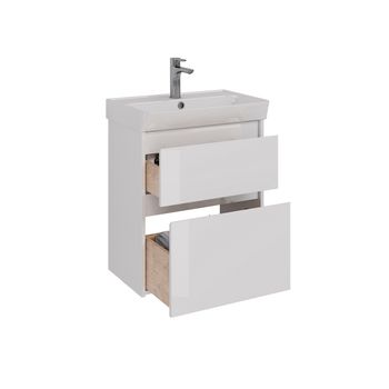 Тумба Lemark COMBI 60 см под 1 раковину, подвесная/напольная, 2 ящика, цвет корпуса, фасада: Белый г LM03C60T — фото 1, Тумбы под раковину
