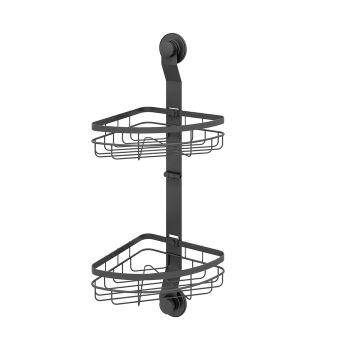 Двухъярусная угловая полка, проволока стальная, черный матовый, Easy, Milardo, EASCWS2M44 — фото 1, Полки для ванной и душа