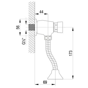 Project Смывное устройство для писсуара, излив 69мм, р/КП, хром, LM, LM4612C — фото 1, Комплектующие для туалета