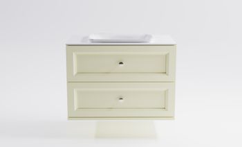 Тумба Классик 90 с 2ящ RAL1013 мат. с раковиной Ретро бел гл. и столешницей Solid бел гл. 4631177714375 — фото 1, Тумбы с раковиной