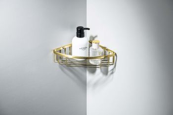 AQ4906BG угловая полка, шлиф. золото — фото 3, Полки для ванной и душа