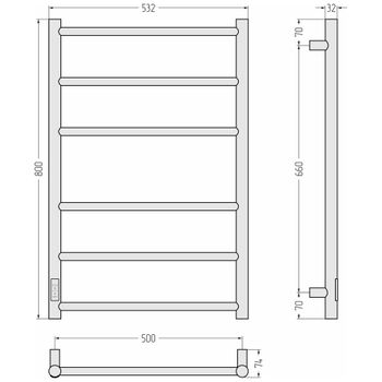 Товар: Полотенцесушитель электрический Стилье Формат 27 800х500 левый Матовый белый 30529-8050 - фото 4 Полотенцесушитель электрический Стилье Формат 27 800х500 левый Матовый белый 30529-8050 — фото 4, Электрические полотенцесушители