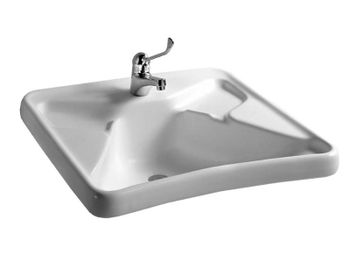 Раковина HATRIA AUTONOMY Y0BV01 подвесная для инвалидов с одним отверстием без перелива цвет белый — фото 1, Раковины