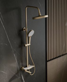 Душевая система BELZ B25713-5, брашированное золото — фото 1, Душевые системы