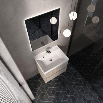 AQM900160BG "S1" тумба под умывальник подвесная 60 см., цвет бежевый. — фото 3, Тумбы под раковину