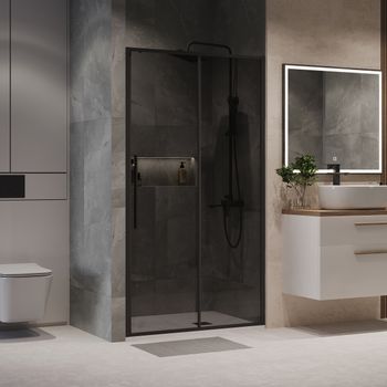 Дверь в нишу Niagara Nova NG-85-12TB (120х195) черный матовый,стекло тонированное,дверь раздвижная,1 место — фото 3, Душевые двери в нишу