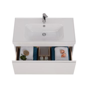 Товар: Тумба Lemark VEON MINI 90 см под 1 раковину, подвесная, с 1 ящик, цвет корпуса, фасада: Белый глянец LM02VM90T - фото 2 Тумба Lemark VEON MINI 90 см под 1 раковину, подвесная, с 1 ящик, цвет корпуса, фасада: Белый глянец LM02VM90T — фото 2, Тумбы под раковину