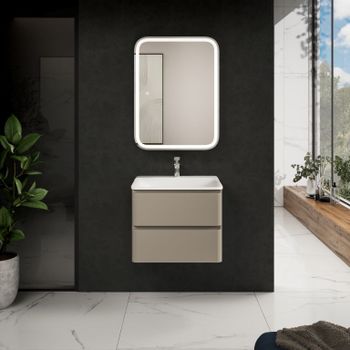 AQM900460BG "S4" тумба под умывальник подвесная 60 см., цвет бежевый. — фото 1, Тумбы под раковину